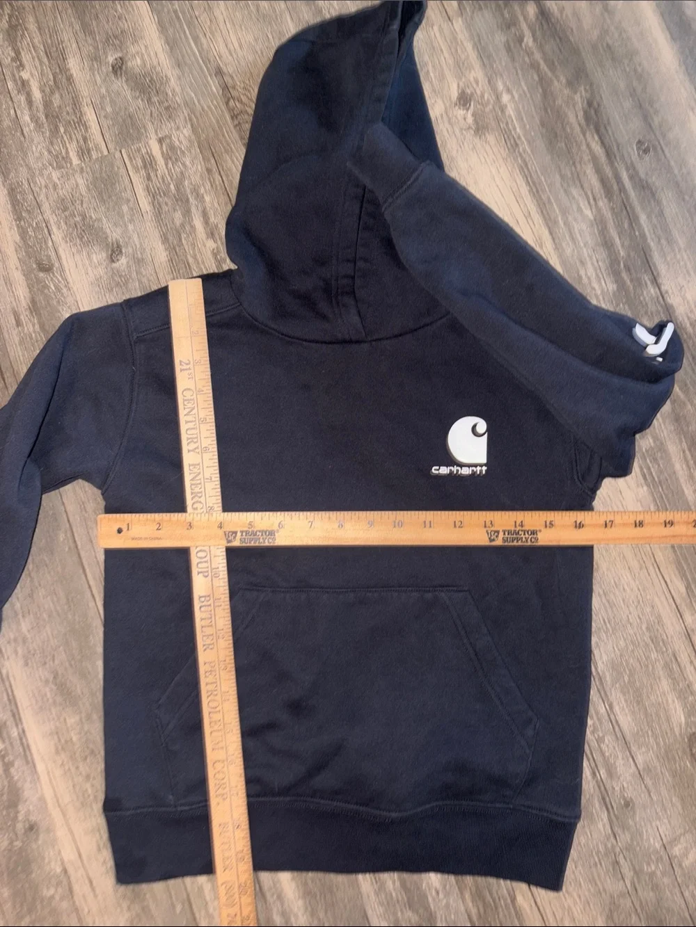 Carhartt Kids Black Pullover Hoodie with White Logo medium